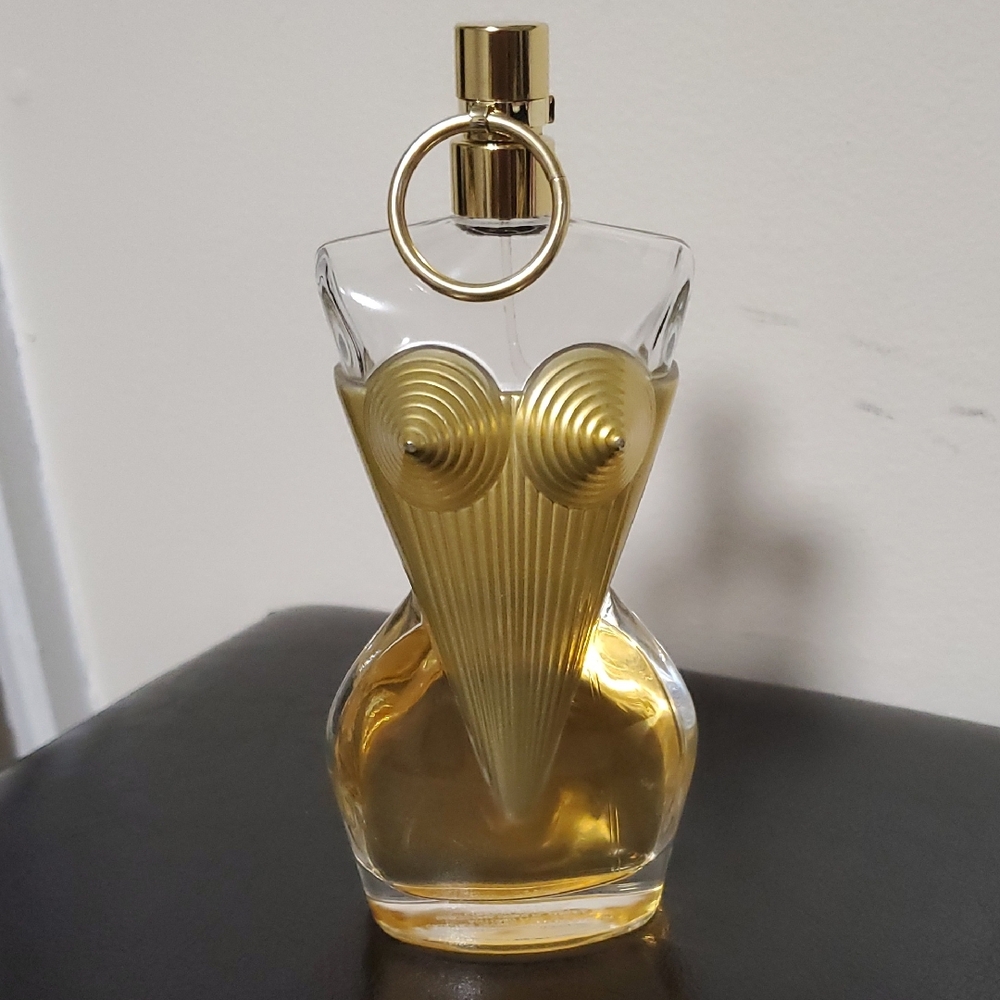 Jean Paul Gaultier Gold and Clear Perfume Bottle 3.4 Oz(Used No Box)